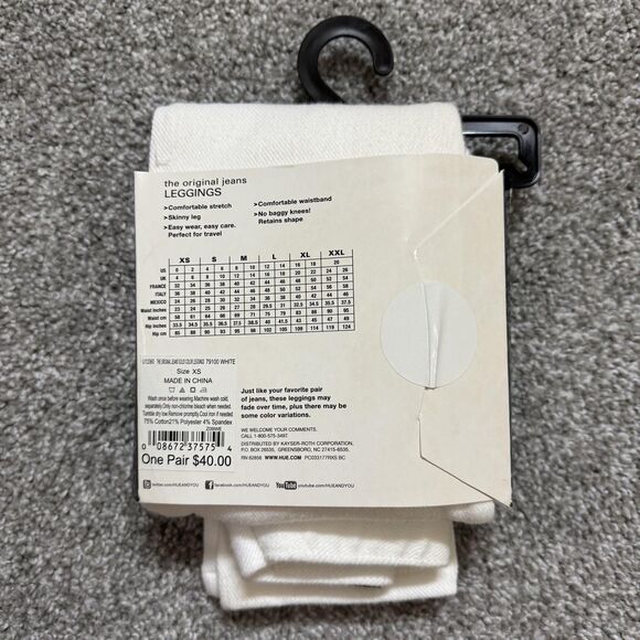 HUE Leggings Womens XS White Original Jeans Jeggings Real Back Pockets U13360 - Picture 3 of 5